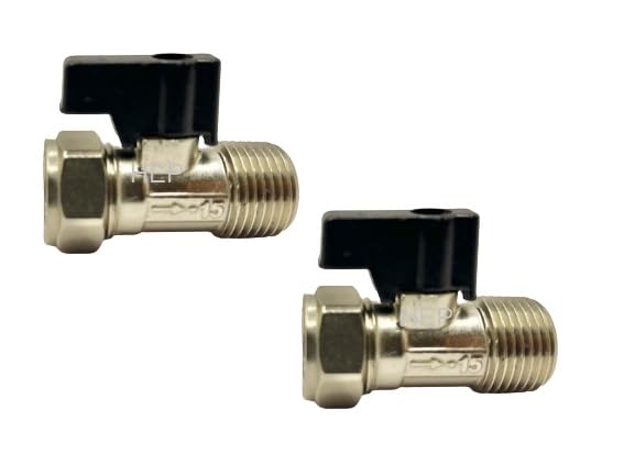 hep® 15mm x 1/2" Male Flat Faced with Lever Matt Chrome Service Isolationg Valve Suitable for Flexi Hose Pipes to Toilet Basin
