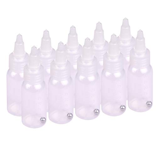 Entweg Paint bottles, Box of 10-Each 1.2-Ounce(35cc) Airbrush Bottles Paint Storage Bottles PP Jar and Cover with Scale Line Leak-proof for Dual-Action Siphon Feed Air Brush Airbrushing Accessories