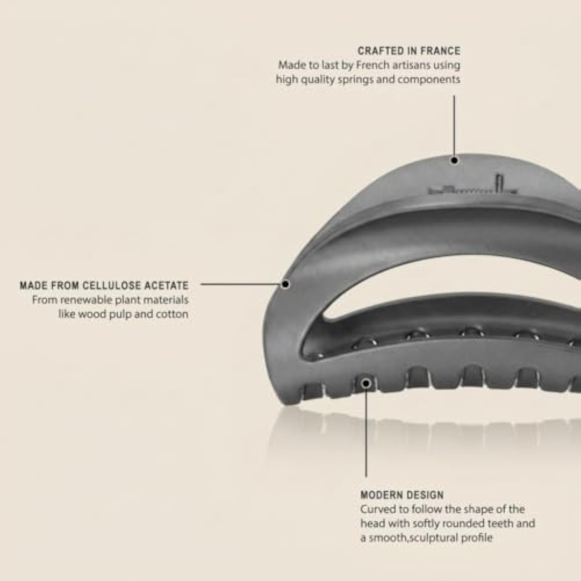 Matte Graphite Large Cutout Curve Jaw Hair Clip