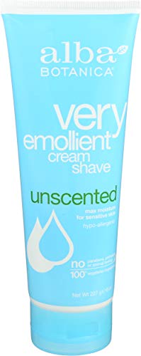 Alba Botanica Very Emollient Shaving Cream Uncented for Sensitive Skin for Unisex, 8 Ounce (AL00342)