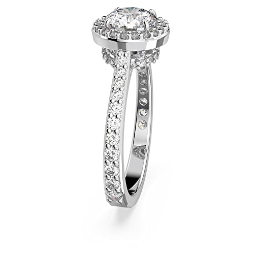 Swarovski Constella Anello Cocktail, Con Zirconia Swarovski A Taglio Tondo E Classico Pavé, Placcato In Tonalità Rodio, Taglia 58, Bianco - 3