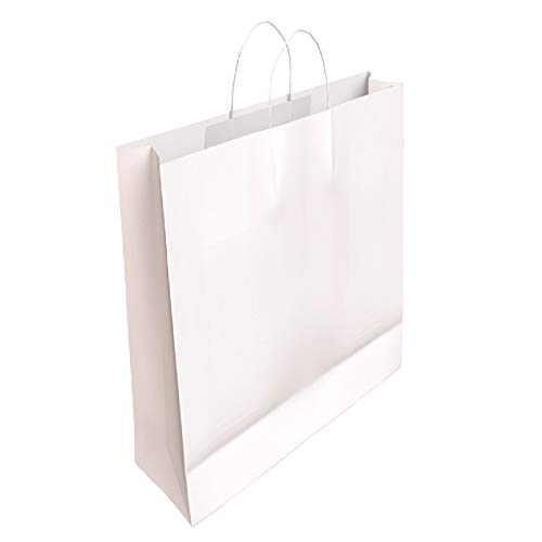 [CA4030] 50 x Bolsa de Papel Blanco con Asas Rizadas (37 x 27 x 12 cm)