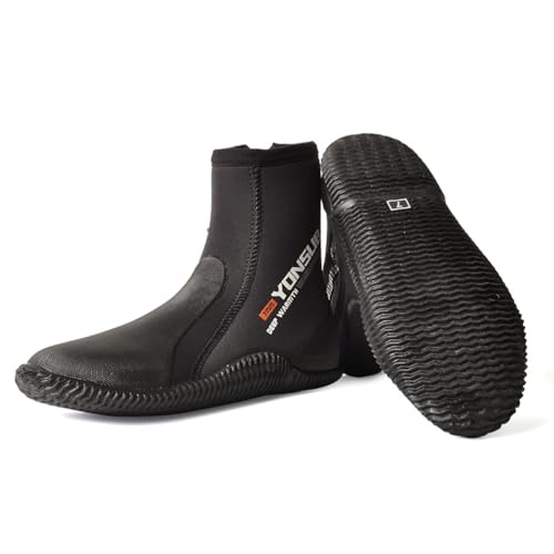 WYYHAA 7mm Neoprene Diving Boots with Zipper – Lightweight Anti-Slip Sole, Toe Protection & Secure Fin Strap for Snorkeling, Surfing & Scuba,8