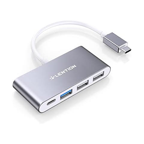 LENTION 4-in-1 USB-C Hub with Type C, USB 3.0, USB 2.0 Compatible 2022-2016 MacBook Pro 13/14/15/16, New Mac Air/Surface, ChromeBook, More, Multiport Charging & Connecting Adapter (C13, Space Gray) Cover