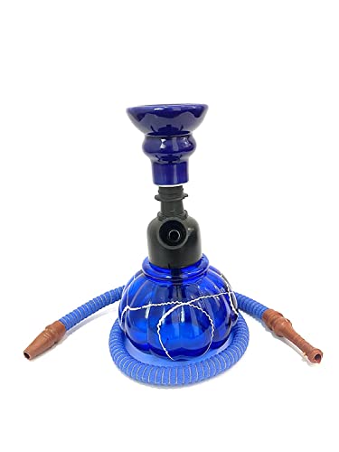 Decent Kharbuza Shaped Blue Glass Hookah #TOP1