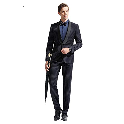 Costumes formels pour homme en bleu marine avec revers col châle haut de gamme