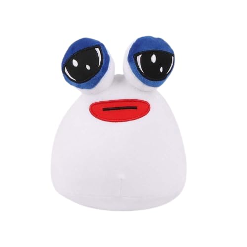 wiztex Pou Peluche - Sad Pou Alien Peluche Embalado en Alemania - Anime Peluche Regalo para niños y fanáticos para Halloween y Navidad (White Sad Pou)