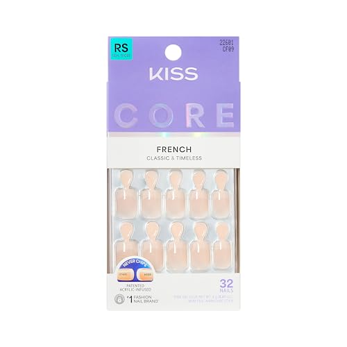 Kiss Core, Press On Nails, Nail glue included, 'Your Moment', Pink, Real Short Size, Squoval Shape, Includes 32 Nails, 2g Glue, 1 Manicure Stick, 1 Mini File
