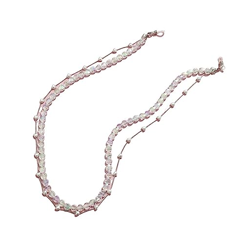 JJZXD Collier Multi-Usage perlé de chaîne de Lunettes à Double Couche d'amour Transparent coloré