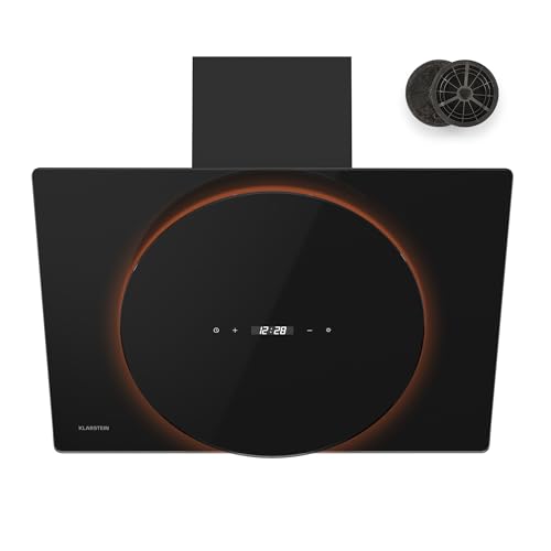 Klarstein Total Eclipse Campana Extractora - 600 m³/h, Control Táctil, Led 3000K-6500K, Eficiencia Energética A, Filtro Carbón Activo, 61 dB, Decorativa, Negra