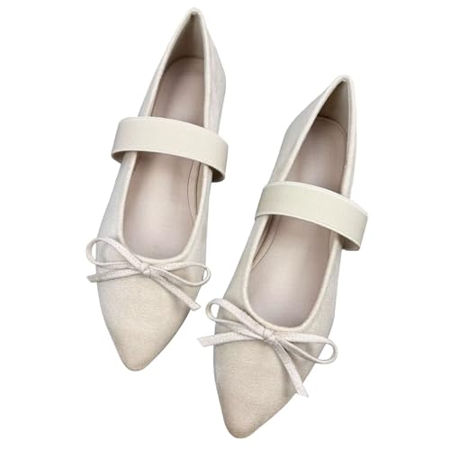 SAILING LU Women's Bow-Knot Pointed Toe Ballet Flats Wedding Party Shoes Dance Shoes Lightweight Casual Loafers - Main Image