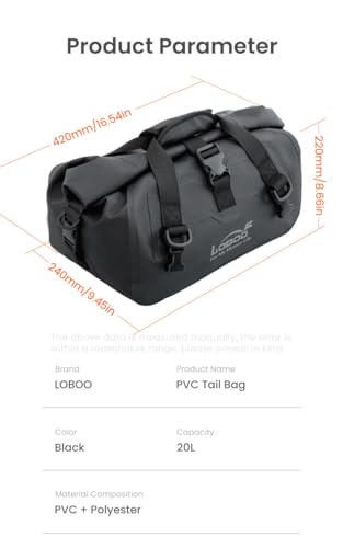 Bolsa trasera para motocicleta impermeable 20L negra miniatura 2
