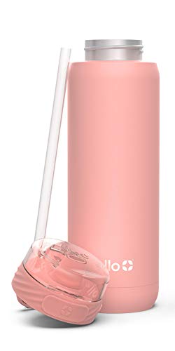Ello Cooper Garrafa de água de aço inoxidável isolada a vácuo com canudo macio e alça de transporte,