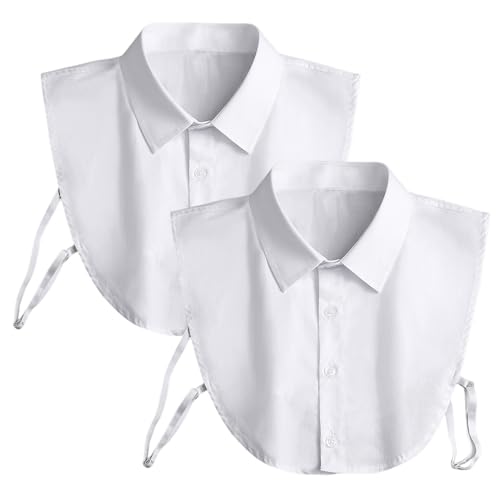 Cuello de Camisa de 2 Piezas, Cuello de Blusa para Mujer, Inserciones de Cuello de Blusa para Mujer, Inserciones de Cuello Blanco, Cuello Falso para Mujer, Extensiones de Cuello de Blusa