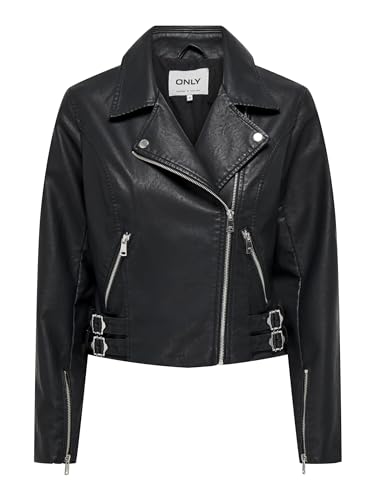 Veste en cuir Femme ONLY Onlalba Biker CC Otw en simili noir