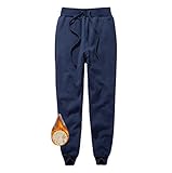 Aprsfn Women's Casual Warm Sherpa Lined Active Pants Jogger Harem Pants (Dark Blue, X-Large)