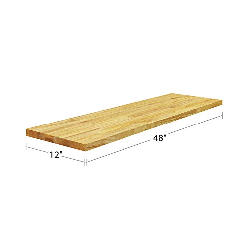 BenchPro Floating Shelf Wall Mounted Solid Butcherblock Shelf 12\" Depth x 48\" Length x 1\" Thick Highest Grade Lumber - No Knots or Back Areas