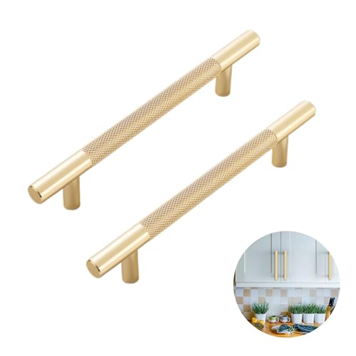 TIEGUANJIA 2Pcs Cabinet Handles Drawers Dresser Bar Handle Kitchen Cabinet Handles Brushed Gold Knurled Cabinet Pulls Long Wardrobe for Drawer Dresser Cupboard and Wardrobe（Rose Gold）
