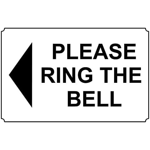 Please ring the bell left arrow Sign - Self adhesive sticker (150mm x 100mm) Cover