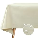 FAVE Pearly Beige Rectangle Tablecloth Leather Spring Tablecloths for Kitchen Dining Table Waterproof Tablecloth Cover for Rectangle Table with 6PCS Placemats（Beige, 54”x70”）
