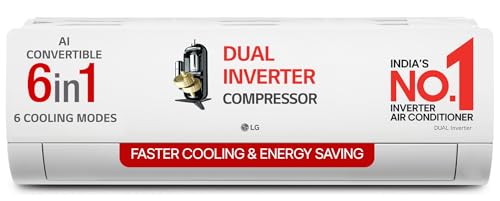 LG 1 Ton 5 Star DUAL Inverter Split AC (Copper, AI Convertible 6-...