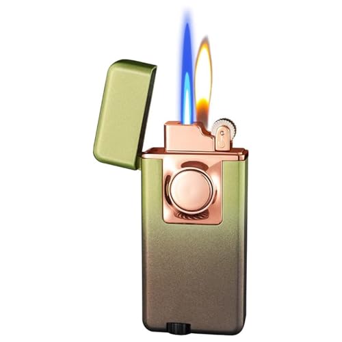Encendedor metálico portátil con llama dual resistente al viento miniatura 1
