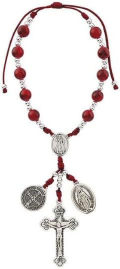 Westmon Works Divine Mercy Auto Rosary Marbled Glass Beads with Metal Crucifix and Centerpiece and Holy Prayer Card - Image 6