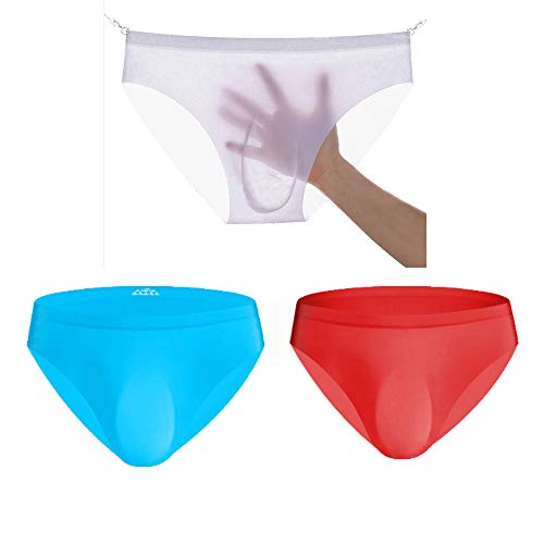 Men Seamless Underwear Ice Silk Sexy See-Through Briefs Underwear Shorts Ultra-Thin Mini Bikini