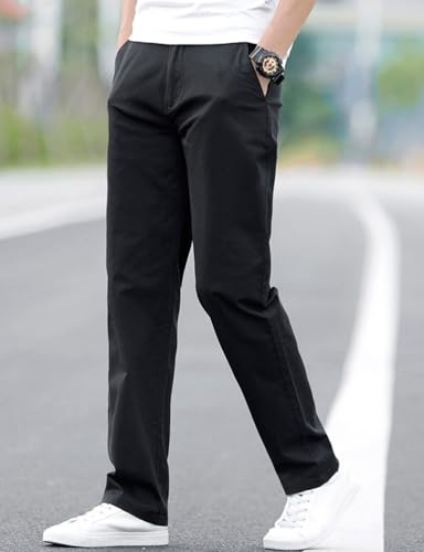 Kinghua Cotton Pants for Men Summer Casual Straight Leg Relaxed Fit Slacks Work Trousers Dress Pants2