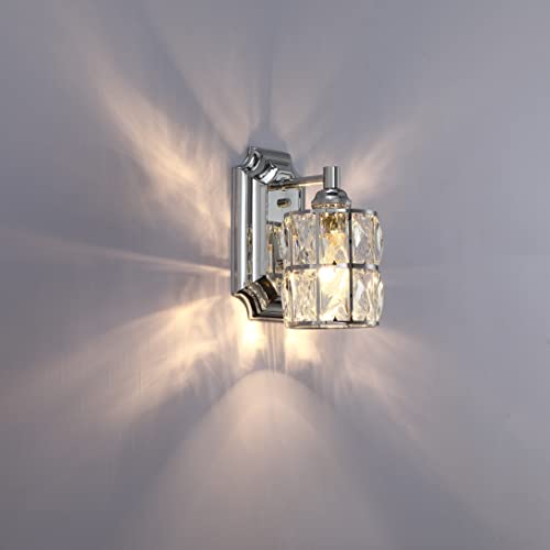 Image of Crystal Wall Sconce Chrome Dry&Wet Dual Use 1 Light 2 Pack UL Certified