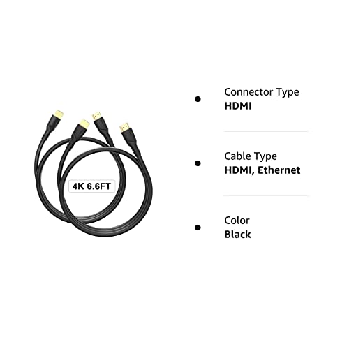 Jorenca 4K Hdmi Cable 6.6Ft 2 Pack Ultra High Speed Gold Plated Connectors,Ethernet Audio Return,Video 4K,Fullhd1080P 3D Compatible With Xbox Playstation Arc Ps3 Ps4 Ps9 Pc Hdtv （Black） #TOP7