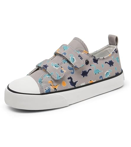 Image of Toddler Boys Dinosaur Canvas Sneaker Adjustable Strap Grey