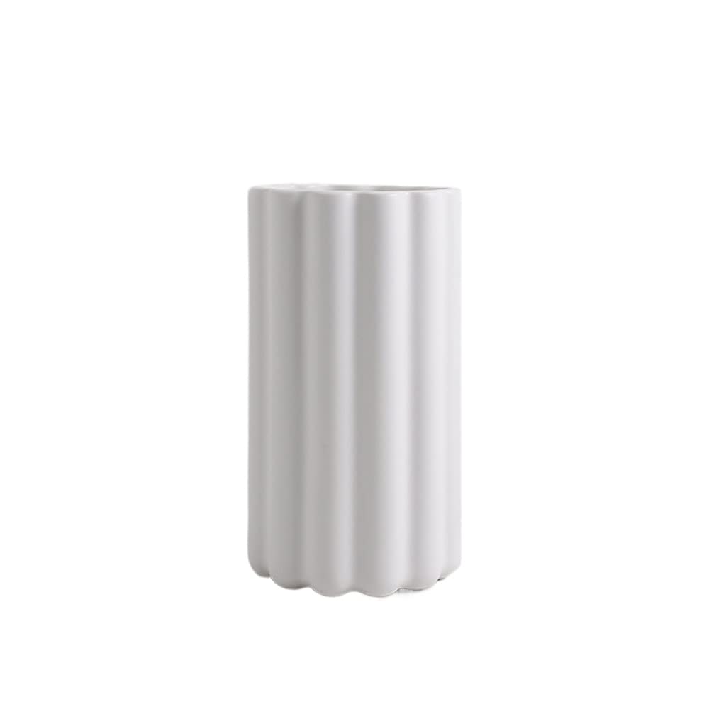 asdchZen Jingdezhen Minimalist Ceramic Vase Straight Pearl Color/Plated Flower Arrangement For Home Decor Living Room, Home, Office, Centerpiece, Ornament Flower Arrangement Dining Tab,A