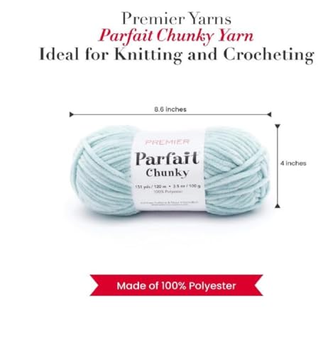 Image of Premier Yarns Parfait Chunky Chenille Yarn 3.5 Oz 6 Super Bulky Weight 3 Pack Bundle with Bella's Stitch Place Holders (Rain)