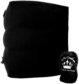 Height Adjustable 17 Inch Foot Rest for Travel, Airlines, Desk. Inflatable Pillow of Durable, Safe PVC with Double Air Valves & 3 Layers. Supports Back, Legs. Improves Circulation, Thrombosis