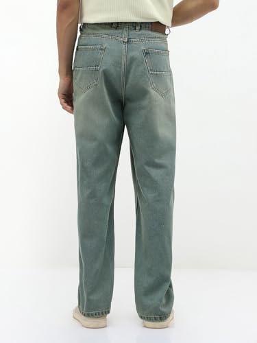 Image of Urbano Fashion Men's Loose Baggy Fit Heavy Washed Jeans Non-Stretchable