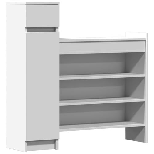 Zapatero blanco de madera con cajón para entrada 2