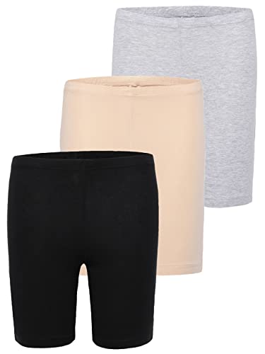 Image of CHARM N CHERISH Premium Cotton Girls Shorts-Mid Waist Athletic Shorts for Girls Yoga Shorts, Cycling Shorts for Girls, 3 Pack