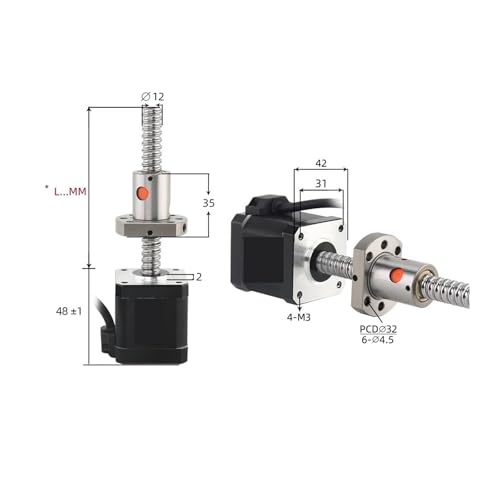 Moteur NEMA17 17HS8401S 1.8A 52N.cm avec axe vis à billes SFU1204 de 300mm - 4