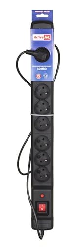 Activejet Acj Combo 9Gn 3M Black Power Strip With Cord