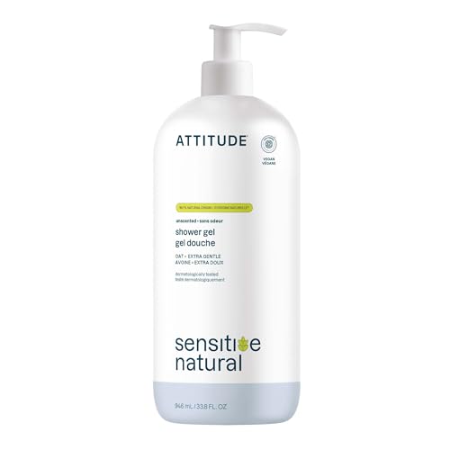 ATTITUDE Body Wash for Sensitive Skin EWG Verified Shower Gel Soothing Oat Dermatologically Tested Plant and Mineral-Based Vegan Personal Care Unscented 32 Fl Oz