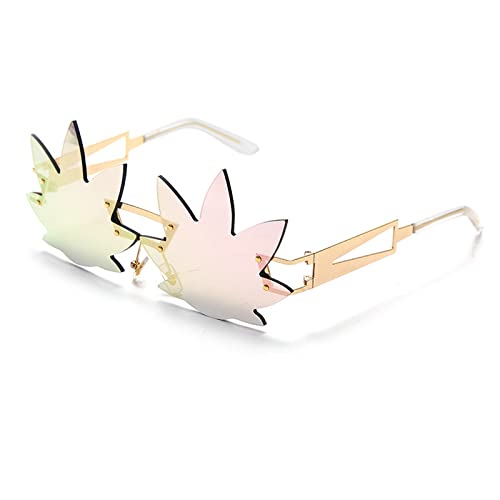 Image of Vintage Punk Sunglasses Men Women 2020 Fashion Colorful Rimless Leaf-shaped Sun Glasses