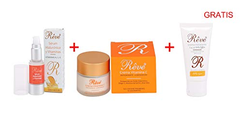 REVE Pack Vitamina C (1 Crema Vitamina C + 1 Sérum Multivitaminico) y 1 Crema Hidratante Protección 50 de Regalo