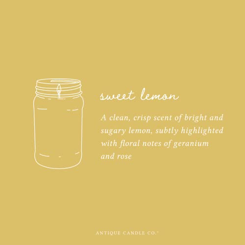 Antique Candle Co.® Sweet Lemon 16 Ounce Soy Wax Candle, 80 Hour Burn Time, Cotton Wick, Mason Jar Candle (Sweet Lemon) #TOP3