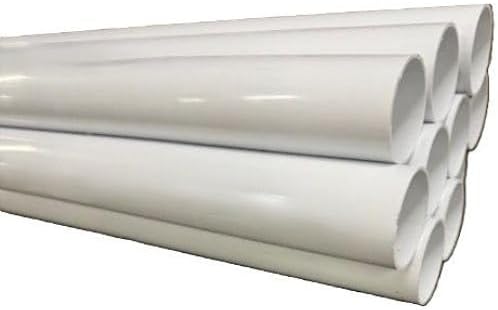 0E-PVCVAC79 Central Vacuum Tubing, 2" Diameter, Rigid PVC, White, 10-Piece, for Residential and Commercial Installations