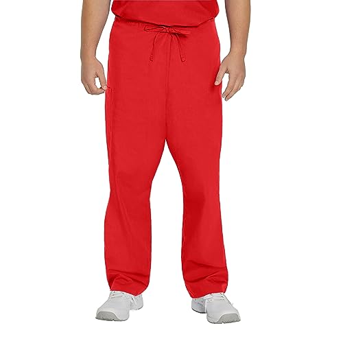 Landau Scrub Zone Unisex Relaxed Fit 2-Pocket Drawstring Cargo Scrub Pants 85221 Red