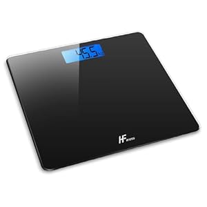 HomeFashion HFitness 28x28cm 180KG Digital Bathroom Scale Weighing Scales For Body Weight Backlit Display Weight Management Black