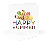 3dRose Greeting Card - Happy Summer colorful text and a crown of five yummy ice cream treats - Alexis Design - Ice Cream