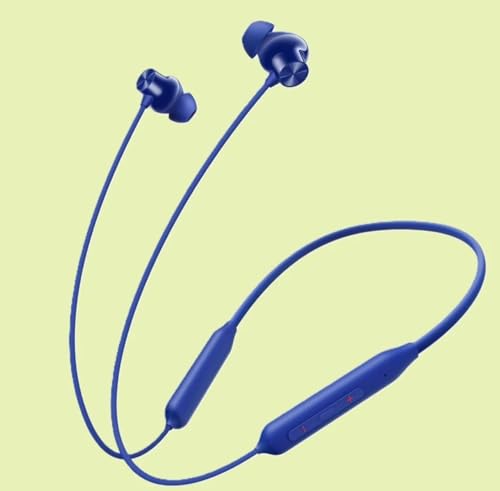 Image of Z2 ANC Bluetooth Neckband Earphones, Blue | 12.4mm Bass Drivers, 45dB Active Noise Cancellation, 28H Battery Life, Fast Charging, Lightweight Flexible