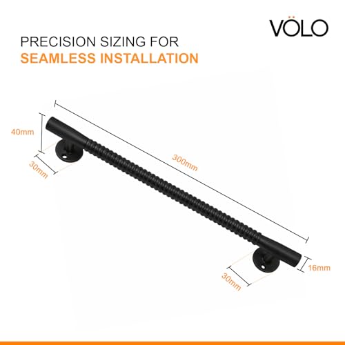 Image of VOLO Main Door Pull Push Handle for Main Entry | Interior Exterior Use | Modern Home Office Door Hardware Pull Handle | (Black, 12 Inch (300MM), Pack of 1 Piece (K-59))